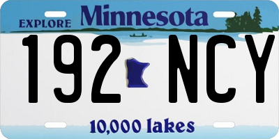 MN license plate 192NCY