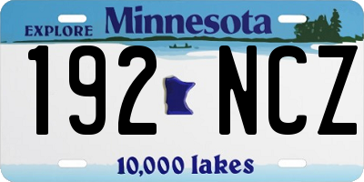 MN license plate 192NCZ
