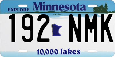 MN license plate 192NMK