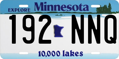 MN license plate 192NNQ