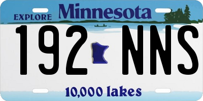 MN license plate 192NNS