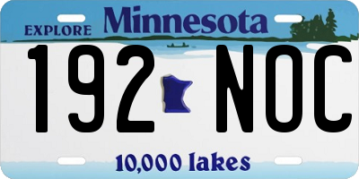 MN license plate 192NOC