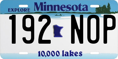 MN license plate 192NOP