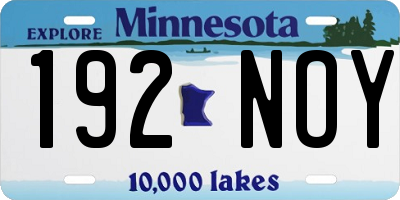 MN license plate 192NOY