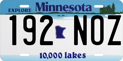 MN license plate 192NOZ