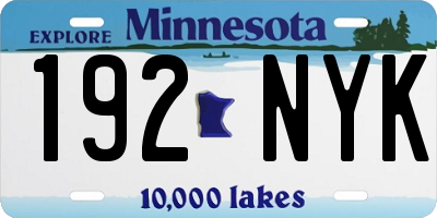 MN license plate 192NYK