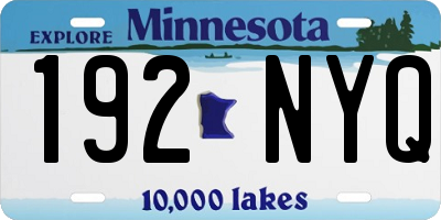 MN license plate 192NYQ