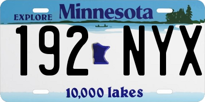 MN license plate 192NYX