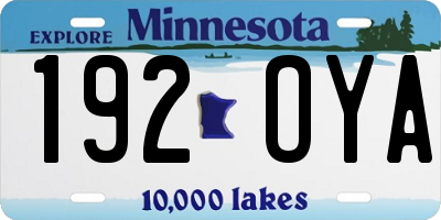 MN license plate 192OYA