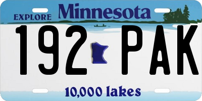 MN license plate 192PAK