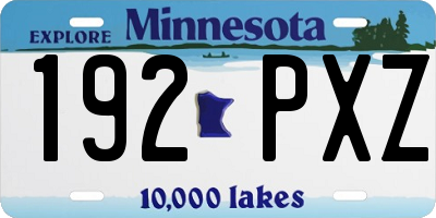 MN license plate 192PXZ