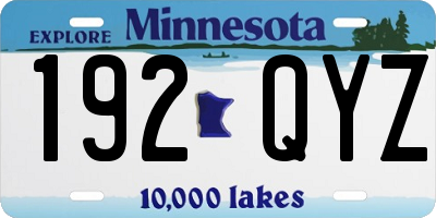 MN license plate 192QYZ