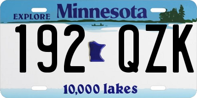 MN license plate 192QZK