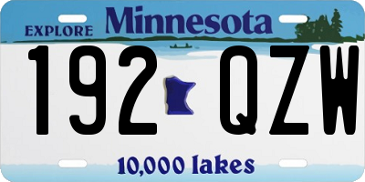 MN license plate 192QZW