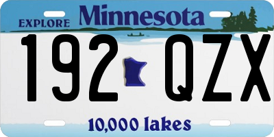 MN license plate 192QZX