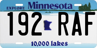 MN license plate 192RAF