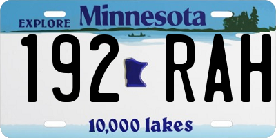 MN license plate 192RAH
