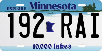 MN license plate 192RAI