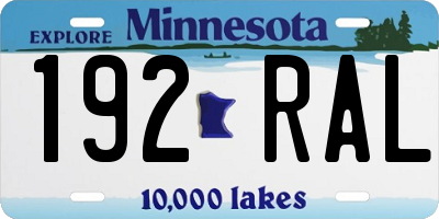 MN license plate 192RAL