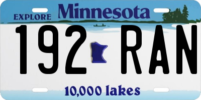 MN license plate 192RAN
