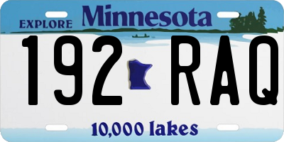MN license plate 192RAQ