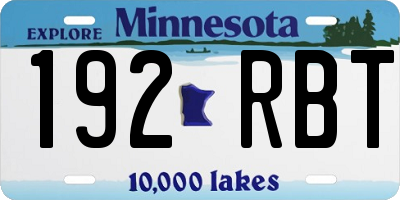 MN license plate 192RBT