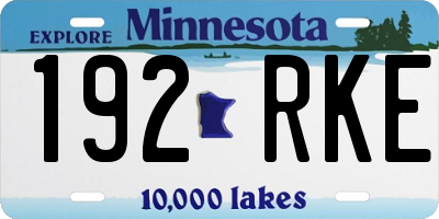 MN license plate 192RKE