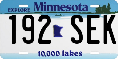 MN license plate 192SEK