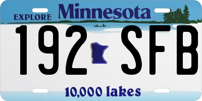 MN license plate 192SFB