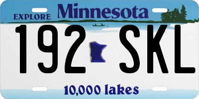 MN license plate 192SKL