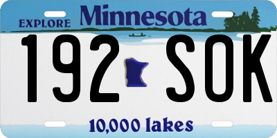 MN license plate 192SOK
