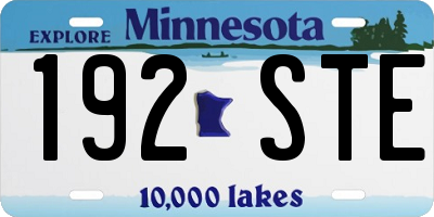 MN license plate 192STE