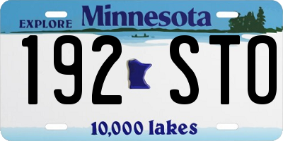 MN license plate 192STO