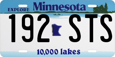 MN license plate 192STS