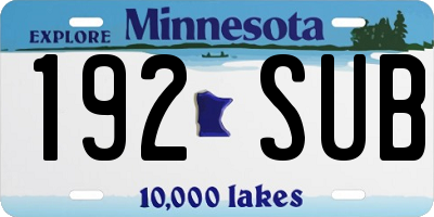 MN license plate 192SUB