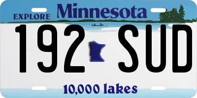MN license plate 192SUD