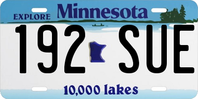 MN license plate 192SUE