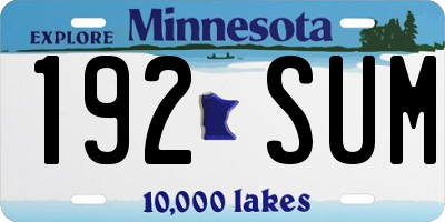 MN license plate 192SUM
