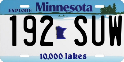 MN license plate 192SUW