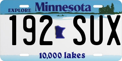 MN license plate 192SUX