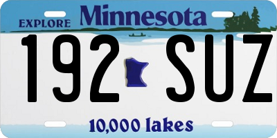 MN license plate 192SUZ
