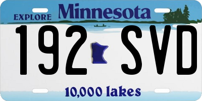 MN license plate 192SVD