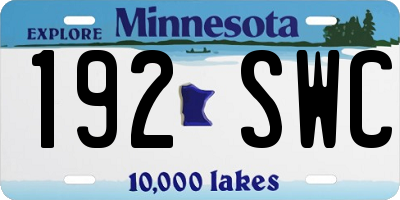 MN license plate 192SWC