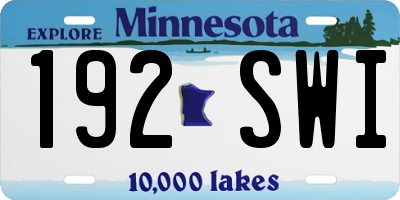 MN license plate 192SWI