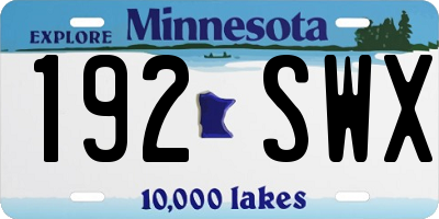 MN license plate 192SWX