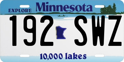 MN license plate 192SWZ