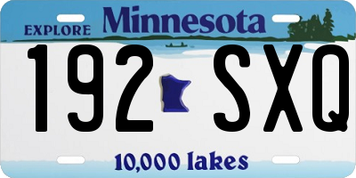 MN license plate 192SXQ