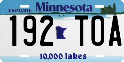 MN license plate 192TOA