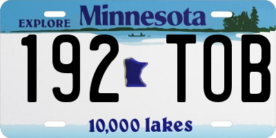 MN license plate 192TOB