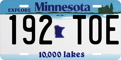 MN license plate 192TOE